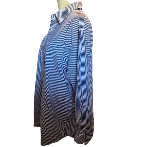 Lauren Ralph Lauren Non-Iron Stripe Dress Shirt, Blue Pinstripe, Men's 17.5 - Picture 6 of 7